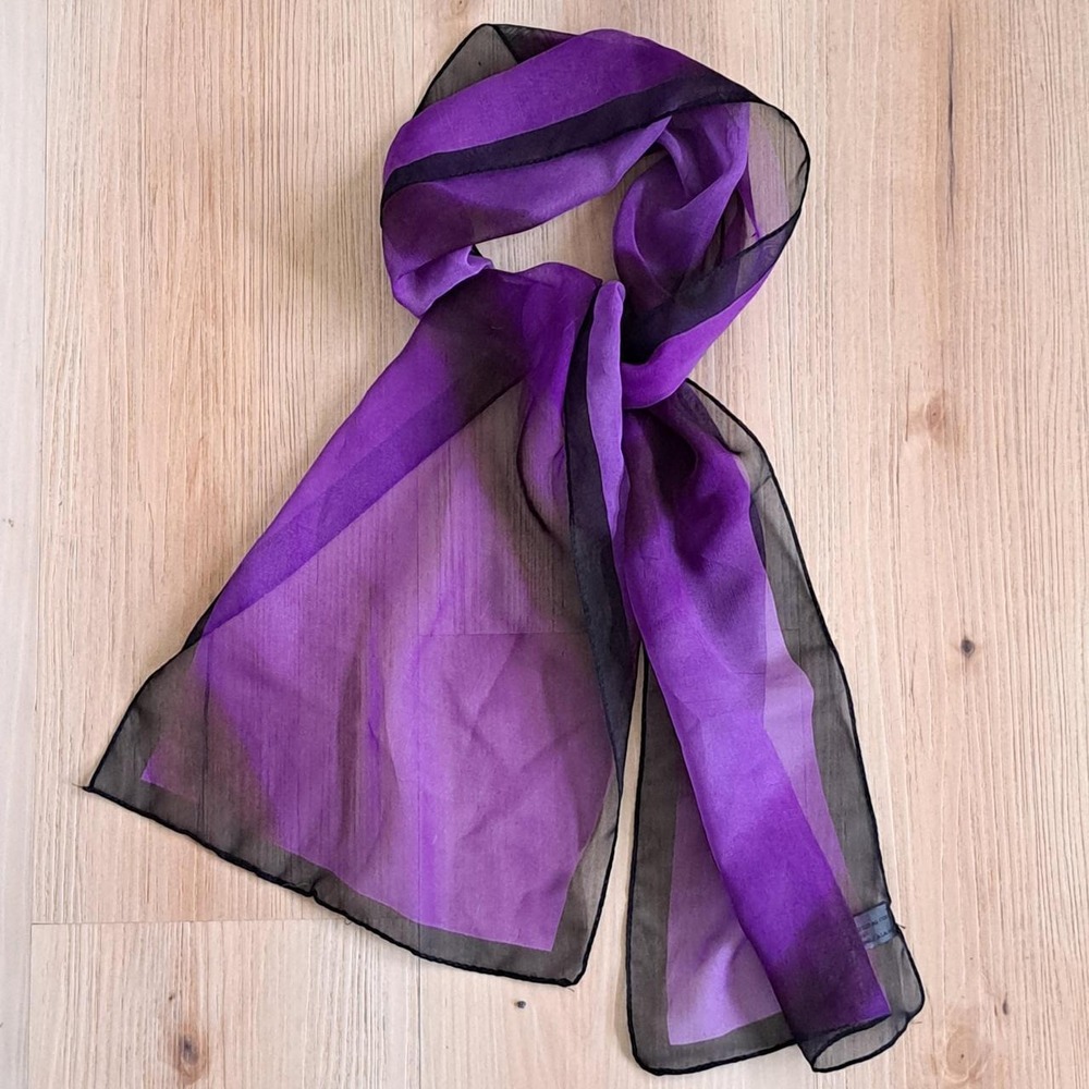Elaine Gold Collection XIIX Purple Black Sheer Chiffon Rectangular Scarf